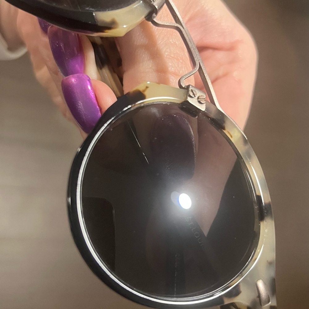 Krewe St Louis Tortoise Shell Round Sunglasses - Picture 3 of 4